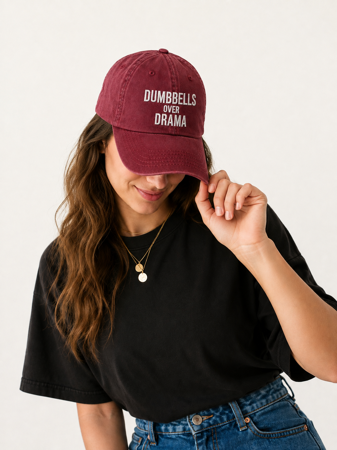 DUMBBELLS OVER DRAMA Dad Cap